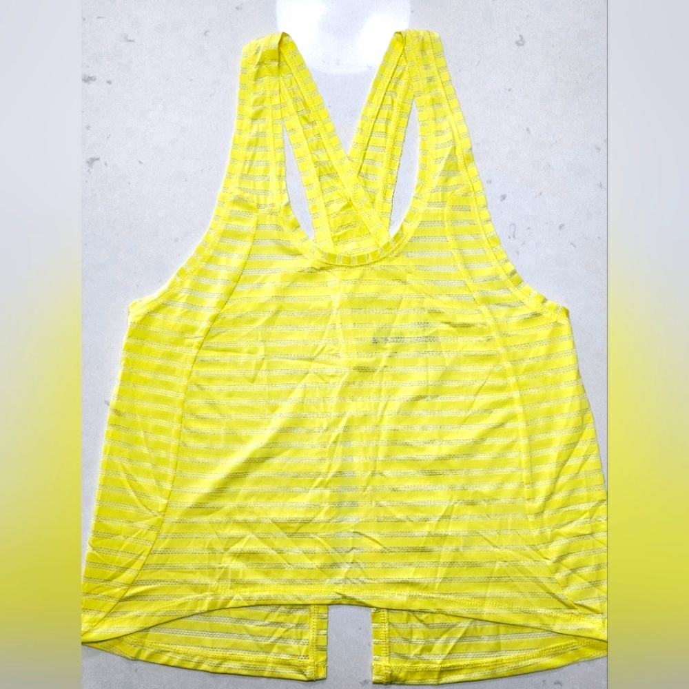 🍋💛 NWOT 824 ZYIA Active LEMON YELLOW Nimbus Split Back Tank Top Large